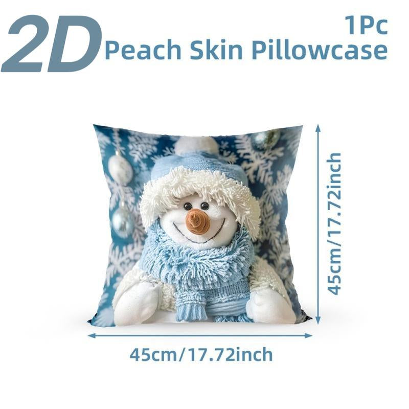 4Pcs Set of 18X18 Inch Christmas Throw Pillow Covers, Winter Holiday Cushion Case Decoration, Snowman&Christmas Tree Designs, Zipperclosure,Linen,Merry Christmas Decor 2025 for Home, Couch, Sofa, Living Room – No Inserts Included