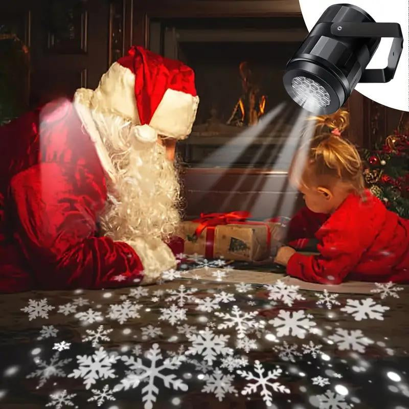 LED Christmas Snowflake Projection Lamp, Rotating Snowflake Projector, Holiday Decoration, Desktop USB Powered LED Light, Party Decor