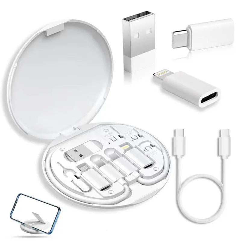 Multi USB Charging Cable Adapter Kit, Micro USB & Type C Data Cable Adapter Set with Storage Box, 60W Fast Charging Cable, Portable Mobile Phone Charging Accessories for Travel Smartphone Cellphone Electronic Charger Devices