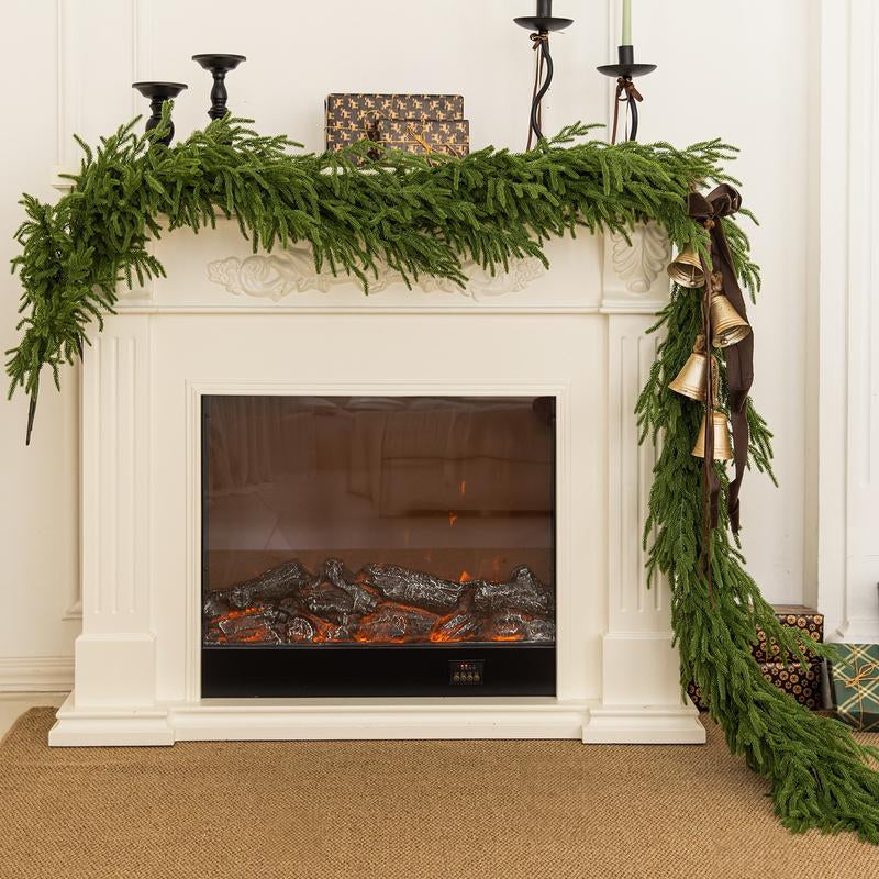 Clylaloor 6FT/9FT/14 Artificial Norfolk Pine Garlands, Real Touch Winter Pine Garland, Green Artificial Greenery Garland for Table, Mantle, Wall, Indoor, Outdoor Christmas Decorations