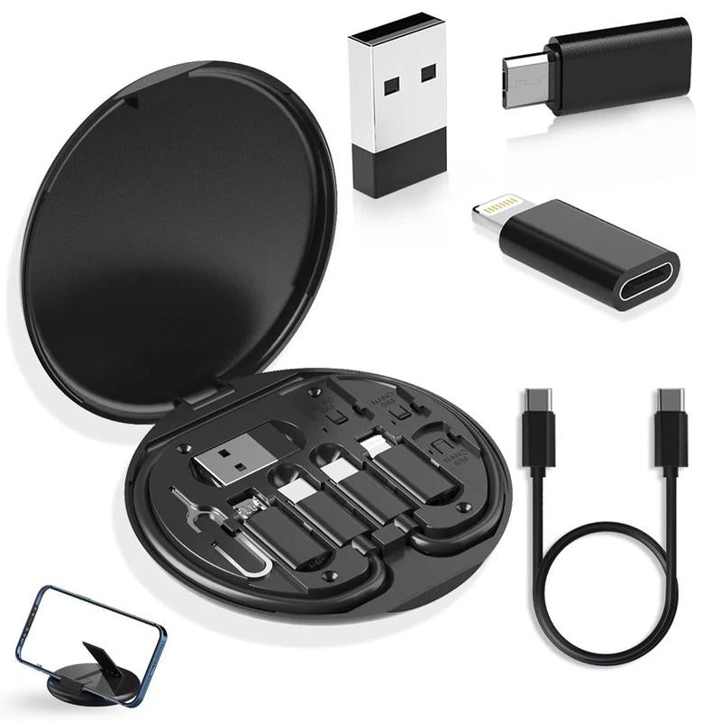 Multi USB Charging Cable Adapter Kit, Micro USB & Type C Data Cable Adapter Set with Storage Box, 60W Fast Charging Cable, Portable Mobile Phone Charging Accessories for Travel Smartphone Cellphone Electronic Charger Devices