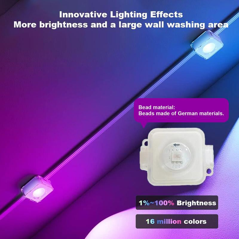 1 Pack Permanent DIY Outdoor Light That Can Be Controlled by App/Voice/Remote. RGB Smart Eaves Light, IP67 Waterproof. Suitable for Year-Round Outdoor Lighting on House Roofs. Can Be Used for Christmas, Holidays, Etc, 30 Leds, 15 Meters, LED Lights