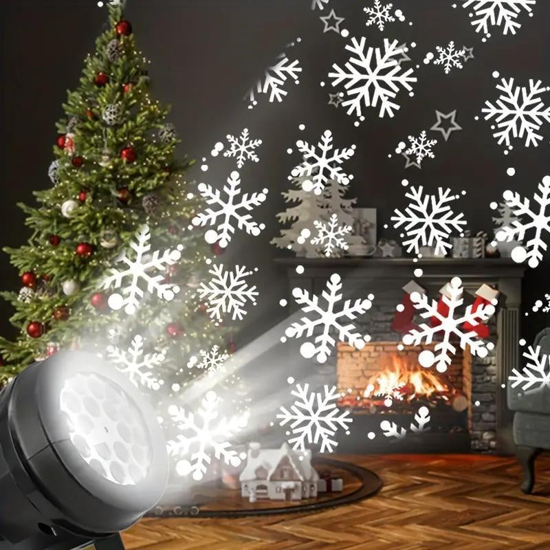 LED Christmas Snowflake Projection Lamp, Rotating Snowflake Projector, Holiday Decoration, Desktop USB Powered LED Light, Party Decor