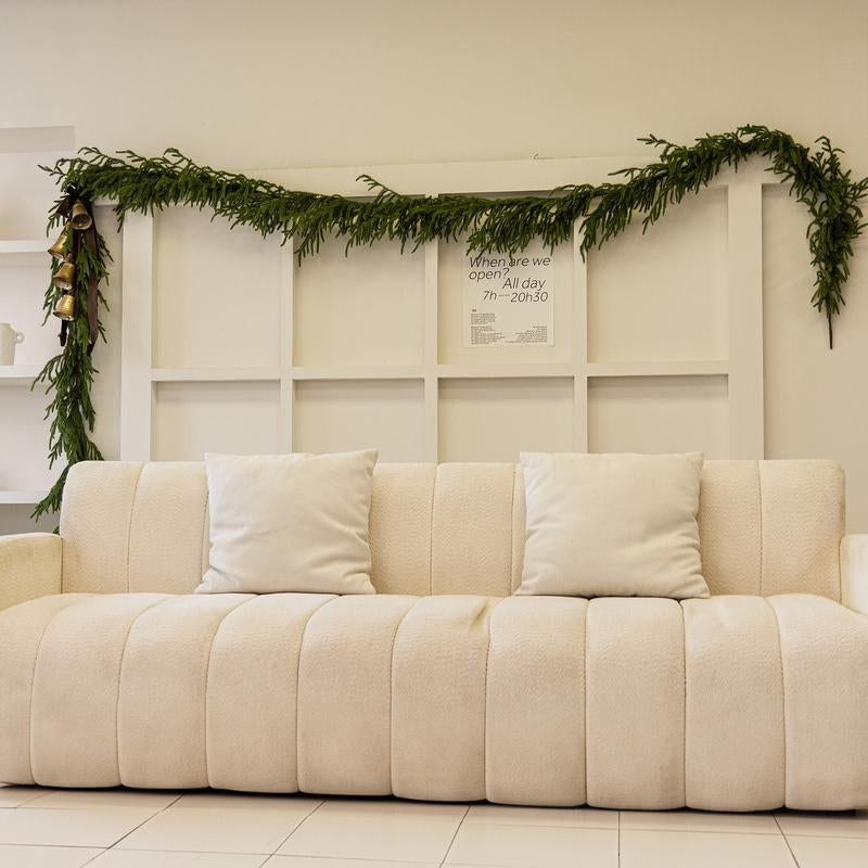 Clylaloor 6FT/9FT/14 Artificial Norfolk Pine Garlands, Real Touch Winter Pine Garland, Green Artificial Greenery Garland for Table, Mantle, Wall, Indoor, Outdoor Christmas Decorations