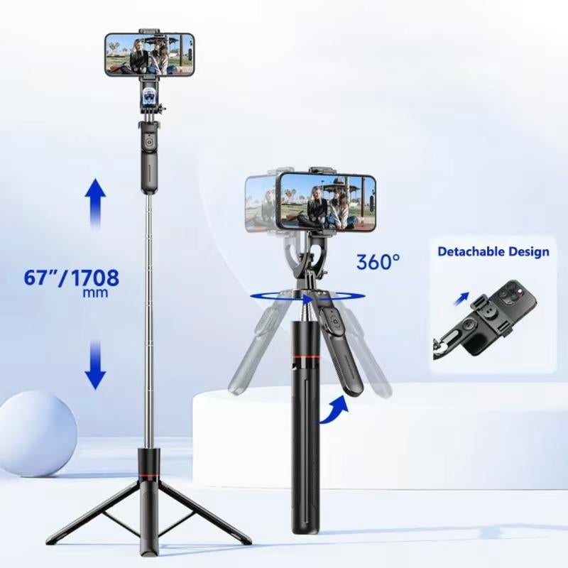 67" Phone Tripod ,Phone Holder for Iphone/Android & Selfie Stick,Upgraded Stand,Suitable for Home and Travel, Travel-Friendly & Stable Cellphone Smartphone