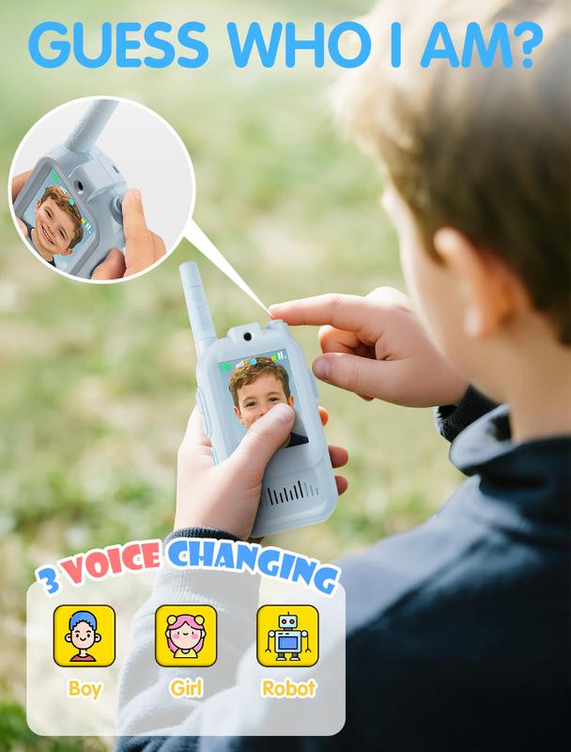 【 Fabeto】 Kids Video Walkie Talkies Toys 2 Pack Long Range Communication with Camera Ideal for 3-12 Year Olds Colorful Audio for Outdoor Indoor Play Holiday Christmas Gifts