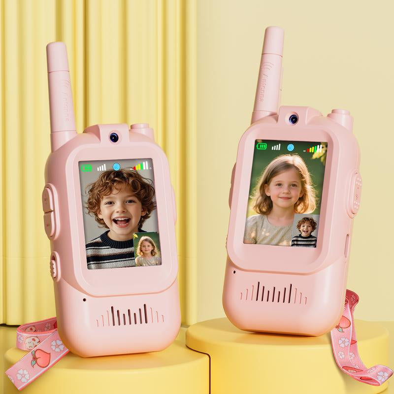 【 Fabeto】 Kids Video Walkie Talkies Toys 2 Pack Long Range Communication with Camera Ideal for 3-12 Year Olds Colorful Audio for Outdoor Indoor Play Holiday Christmas Gifts