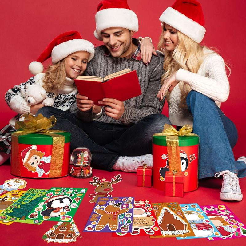 24 Sheets Christmas Stickers for Kids Make Your Own Christmas Characters Mix and Match Sticker, Make a Face Stickers Christmas Gift Stickers for Crafts Xmas Holiday Stickers Christmas Party Favor Ornaments Decor Greeting Cards Decorations