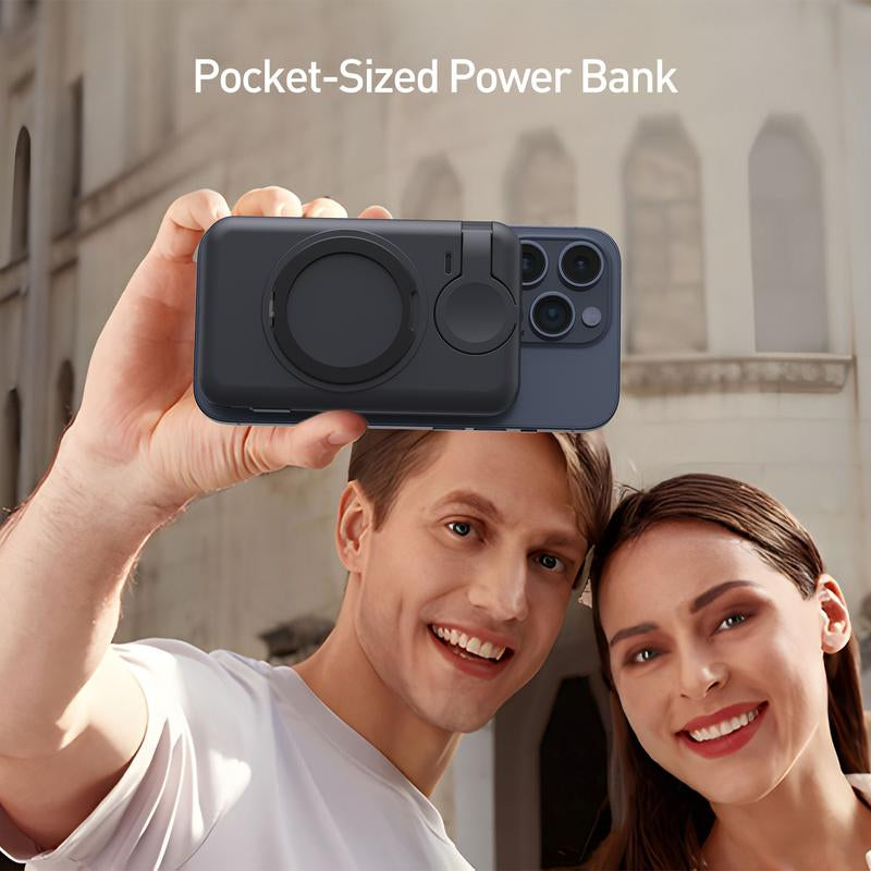 Qi2 10000Mah MAGNETIC POWER BANK, 15W Bracket Ultra-Fast Charging,Sanity Charger,Magnetic Power Bank,Magnetic Phone Charger, Power Bank,2 Chargers 1 Phone, Foldable Charger Stand, Wireless Charger,Charging Pad, Slim Magsafe Wireless Charger, Cellura Re,