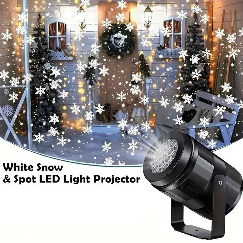 LED Christmas Snowflake Projection Lamp, Rotating Snowflake Projector, Holiday Decoration, Desktop USB Powered LED Light, Party Decor