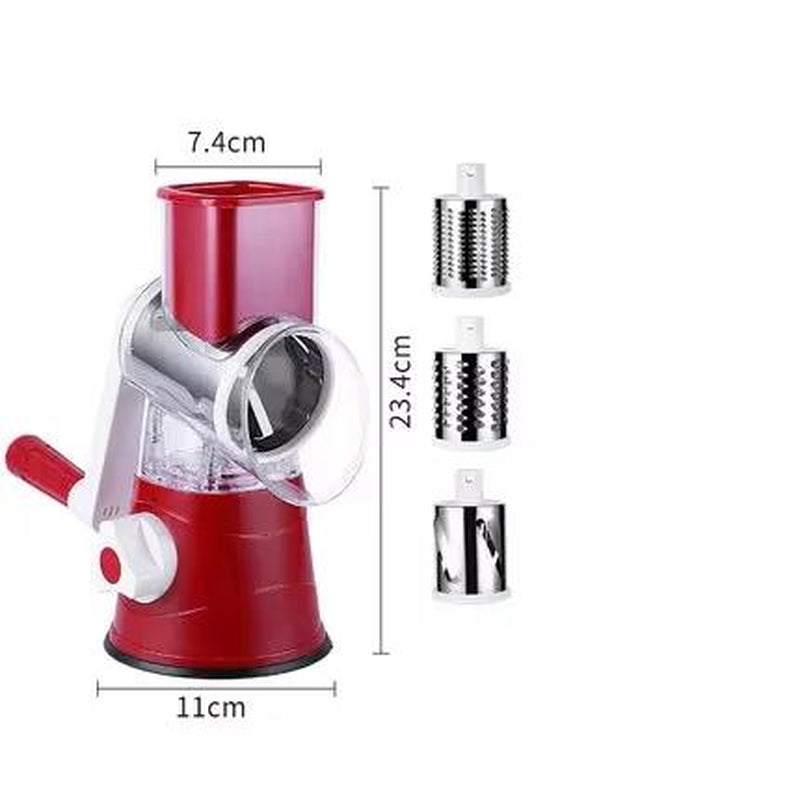 3-In-1 Manual Rotary Cheese Grater for Vegetable Cutter Potato Slicer Multifunctional Vegetable Chopper with 3 Replaceable Blade Kitchen Utensils