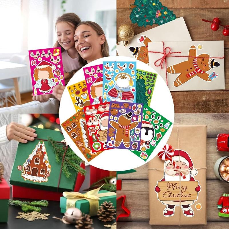 24 Sheets Christmas Stickers for Kids Make Your Own Christmas Characters Mix and Match Sticker, Make a Face Stickers Christmas Gift Stickers for Crafts Xmas Holiday Stickers Christmas Party Favor Ornaments Decor Greeting Cards Decorations