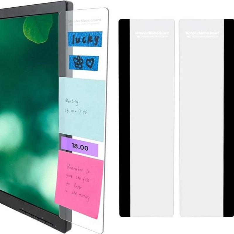 Office Desk Accessories 2Pcs Computer Monitor Memo Board Message Board Transparent Acrylic Side Panel Sticky Note Board Left and Right Computer Note Board Suitable for Women Work Form Home Office