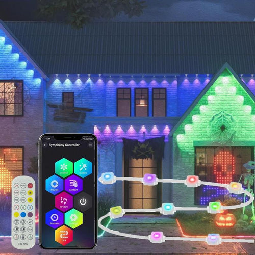 1 Pack Permanent DIY Outdoor Light That Can Be Controlled by App/Voice/Remote. RGB Smart Eaves Light, IP67 Waterproof. Suitable for Year-Round Outdoor Lighting on House Roofs. Can Be Used for Christmas, Holidays, Etc, 30 Leds, 15 Meters, LED Lights