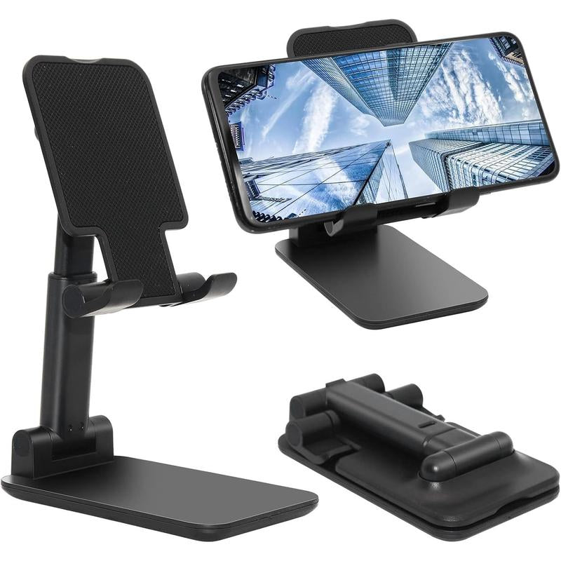 2 Pack Cell Phone Stand, Fully Adjustable Angle Height Phone Stand for Desktop, Foldable Phone Holder Compatible with All Phones 15 14 13 12 11 (Black and White)