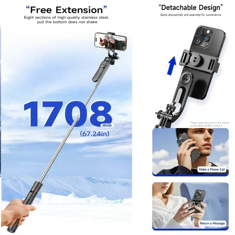 67" Phone Tripod ,Phone Holder for Iphone/Android & Selfie Stick,Upgraded Stand,Suitable for Home and Travel, Travel-Friendly & Stable Cellphone Smartphone