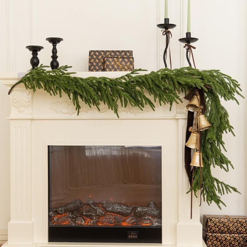 Clylaloor 6FT/9FT/14 Artificial Norfolk Pine Garlands, Real Touch Winter Pine Garland, Green Artificial Greenery Garland for Table, Mantle, Wall, Indoor, Outdoor Christmas Decorations