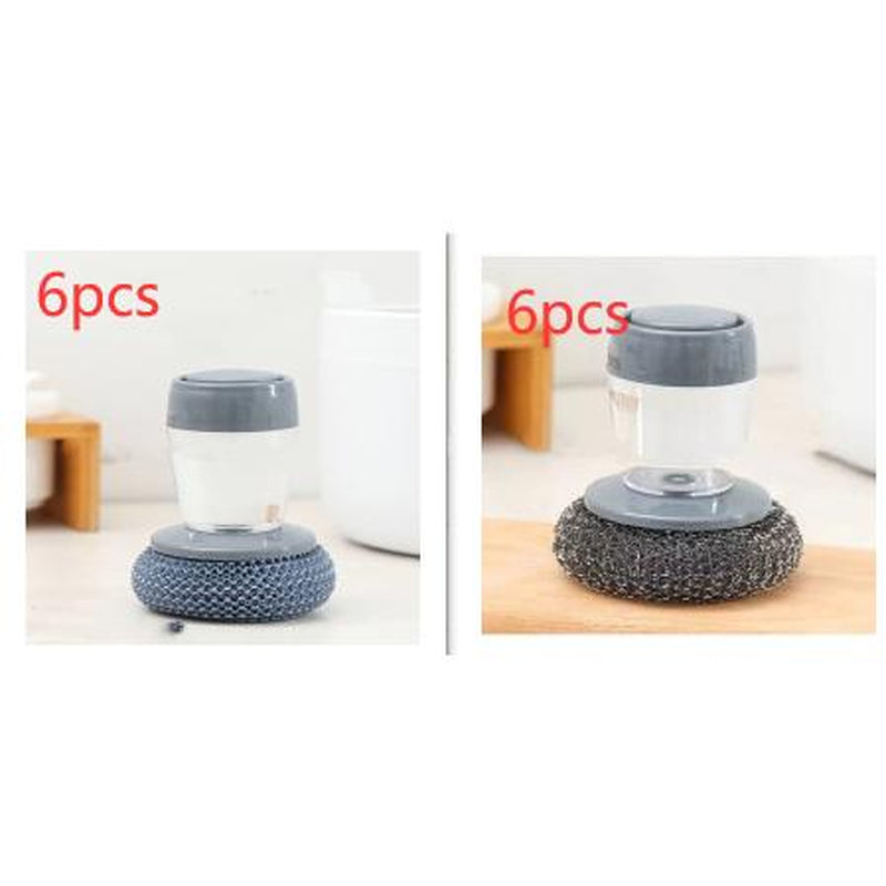 Kitchen Soap Dispensing Palm Brush Cleaner Push-Type Brush Kitchen Detergent Tools Cleaning Scrubber Cleaning Pet