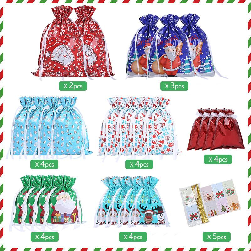 Kringle Express 55-Piece Festive Holiday Gift Bags & Tags Set