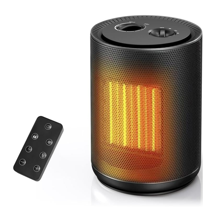 R.W.FLAME Small Space Heaters for Indoor Use, Mini Portable Electric Heaters with Thermostat & Remote, Safe and Quiet Ceramic Heater, 24H Timer, Eco Mode, Desk Heater for Office Bedroom, Bathroom, Rvs