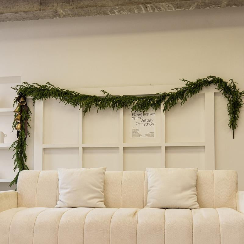 Clylaloor 6FT/9FT/14 Artificial Norfolk Pine Garlands, Real Touch Winter Pine Garland, Green Artificial Greenery Garland for Table, Mantle, Wall, Indoor, Outdoor Christmas Decorations