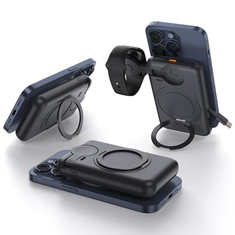 Qi2 10000Mah MAGNETIC POWER BANK, 15W Bracket Ultra-Fast Charging,Sanity Charger,Magnetic Power Bank,Magnetic Phone Charger, Power Bank,2 Chargers 1 Phone, Foldable Charger Stand, Wireless Charger,Charging Pad, Slim Magsafe Wireless Charger, Cellura Re,