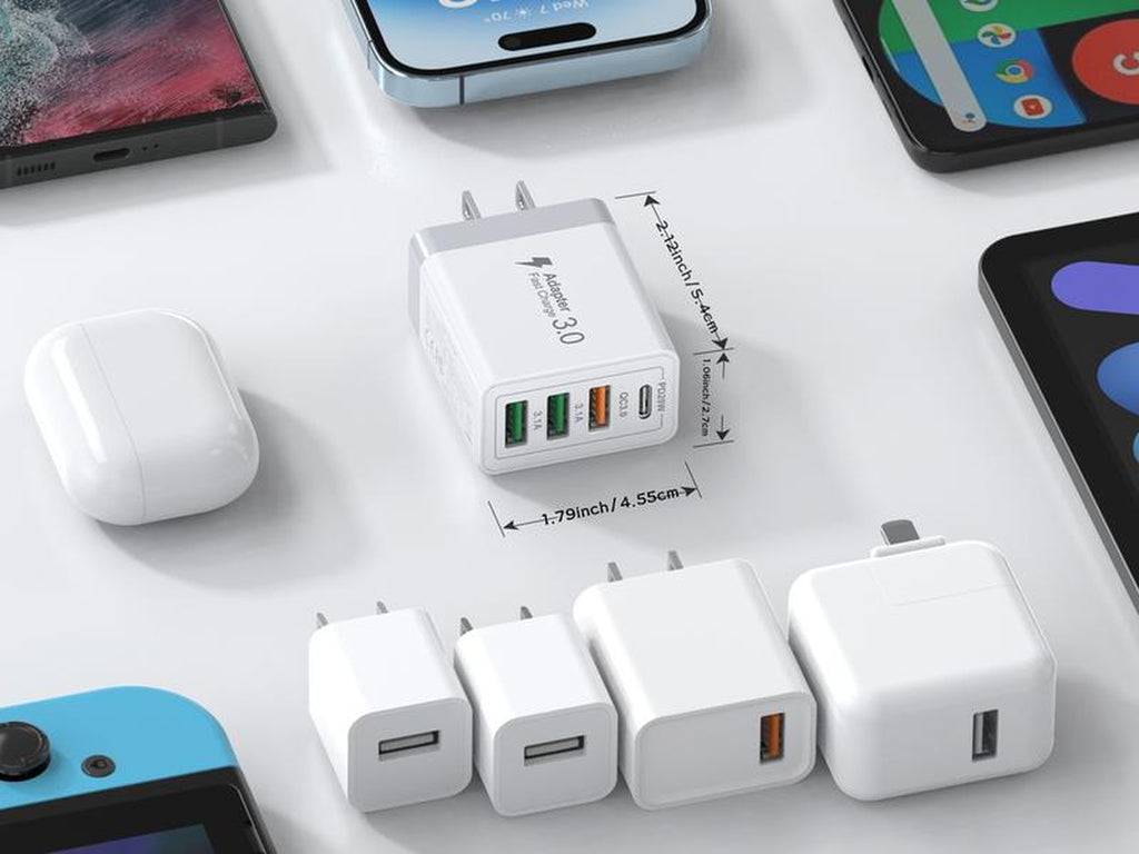 3 Pack USB C Wall Charger Block, 4Port PD+QC Fast Charge Power Adapter, Type C Charging Brick Cube Plug for Iphone 16 12 13 14 15 Pro Max Plus, XS/XR/X, Ipad/Airpods Pro, Samsung, Google, Tablet, Android(White)