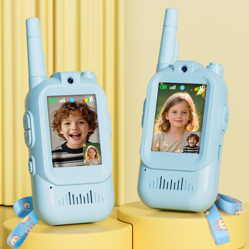 【 Fabeto】 Kids Video Walkie Talkies Toys 2 Pack Long Range Communication with Camera Ideal for 3-12 Year Olds Colorful Audio for Outdoor Indoor Play Holiday Christmas Gifts