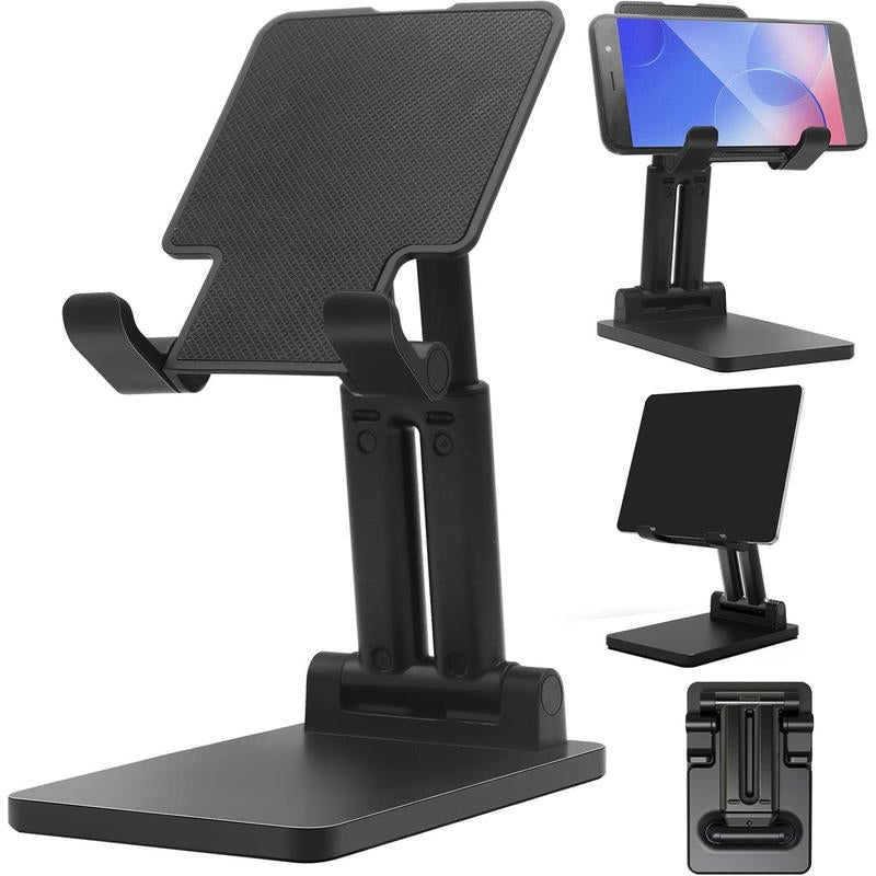 2 Pack Cell Phone Stand, Fully Adjustable Angle Height Phone Stand for Desktop, Foldable Phone Holder Compatible with All Phones 15 14 13 12 11 (Black and White)