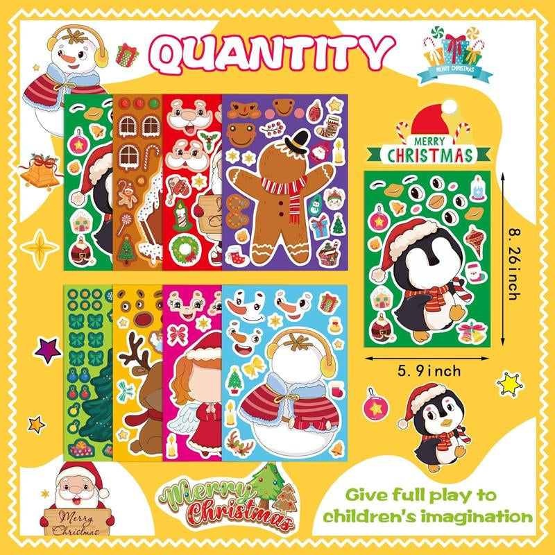 24 Sheets Christmas Stickers for Kids Make Your Own Christmas Characters Mix and Match Sticker, Make a Face Stickers Christmas Gift Stickers for Crafts Xmas Holiday Stickers Christmas Party Favor Ornaments Decor Greeting Cards Decorations