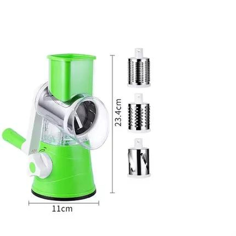 3-In-1 Manual Rotary Cheese Grater for Vegetable Cutter Potato Slicer Multifunctional Vegetable Chopper with 3 Replaceable Blade Kitchen Utensils