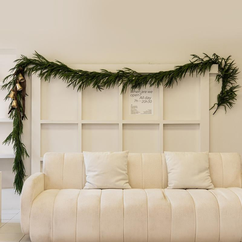 Clylaloor 6FT/9FT/14 Artificial Norfolk Pine Garlands, Real Touch Winter Pine Garland, Green Artificial Greenery Garland for Table, Mantle, Wall, Indoor, Outdoor Christmas Decorations